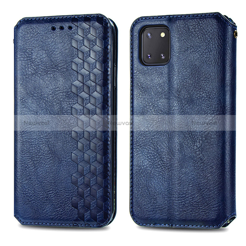 Leather Case Stands Flip Cover Holder S01D for Samsung Galaxy M60s Blue