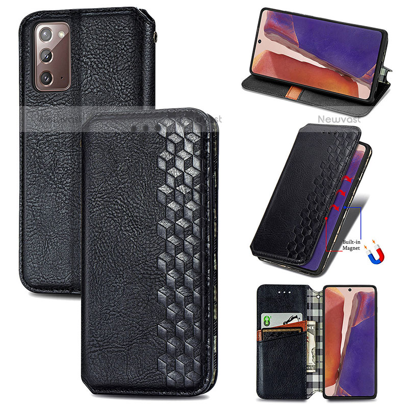 Leather Case Stands Flip Cover Holder S01D for Samsung Galaxy Note 20 5G