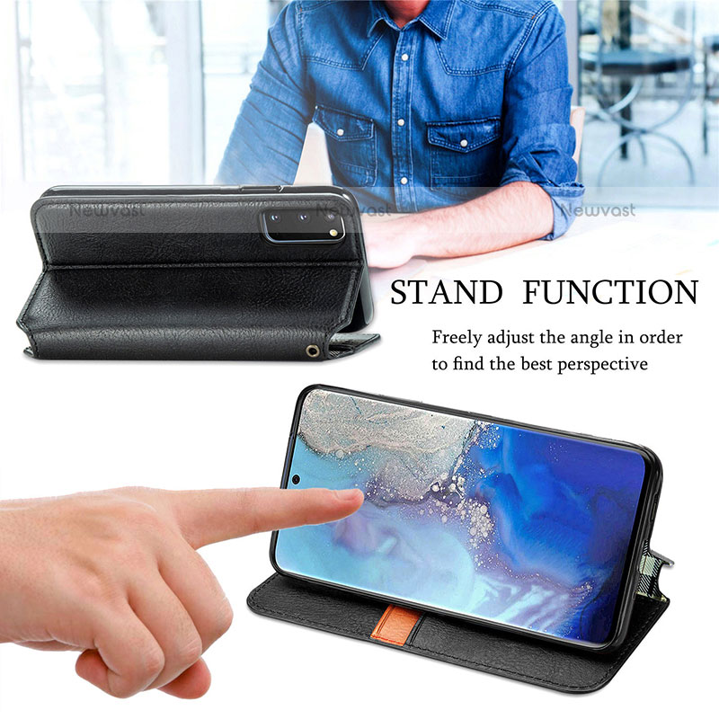 Leather Case Stands Flip Cover Holder S01D for Samsung Galaxy S20 5G