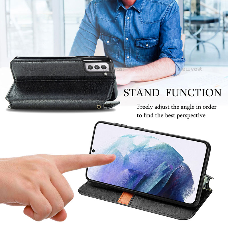 Leather Case Stands Flip Cover Holder S01D for Samsung Galaxy S21 FE 5G