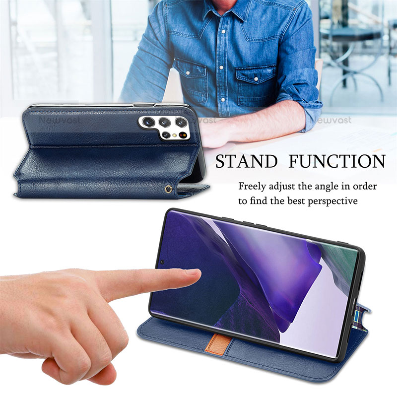 Leather Case Stands Flip Cover Holder S01D for Samsung Galaxy S22 Ultra 5G