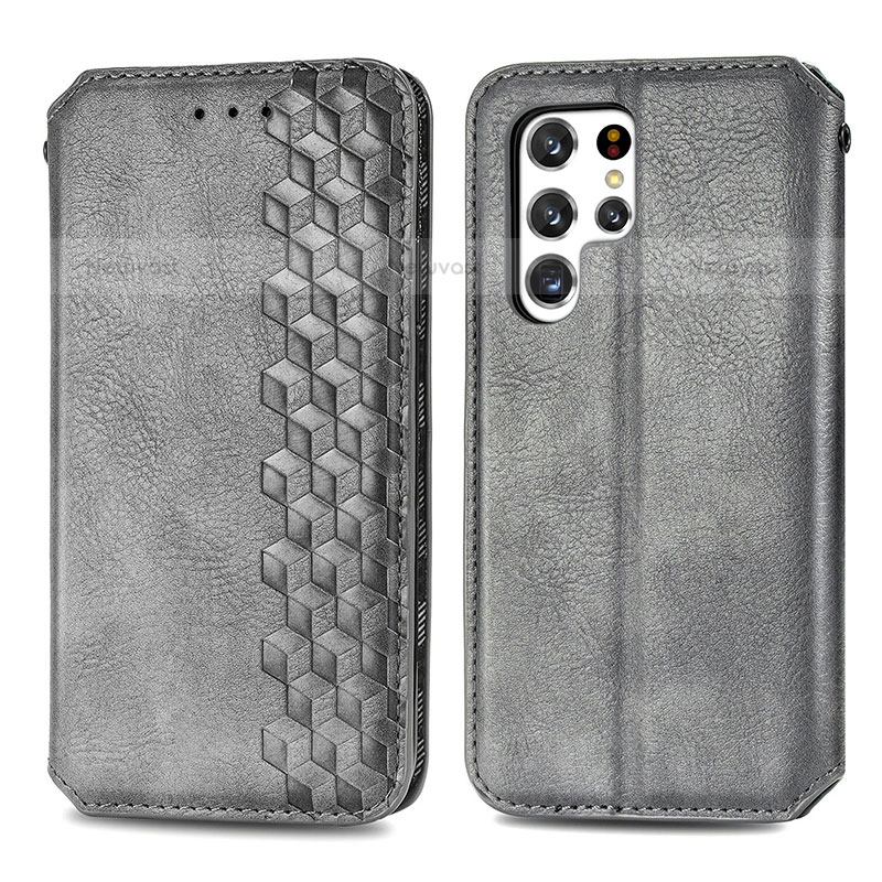 Leather Case Stands Flip Cover Holder S01D for Samsung Galaxy S23 Ultra 5G