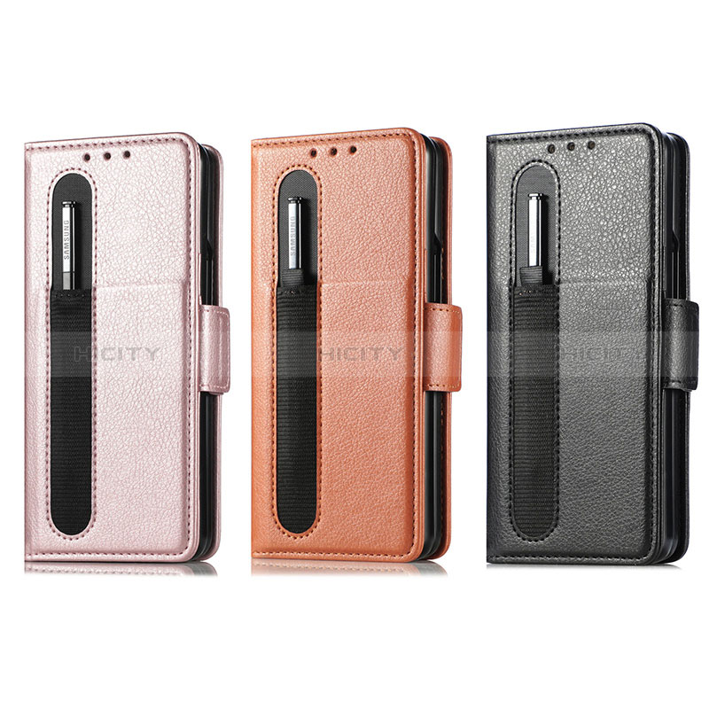 Leather Case Stands Flip Cover Holder S01D for Samsung Galaxy Z Fold4 5G