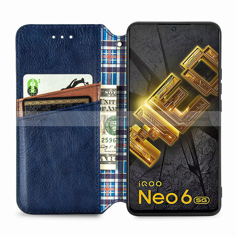 Leather Case Stands Flip Cover Holder S01D for Vivo iQOO Neo6 5G