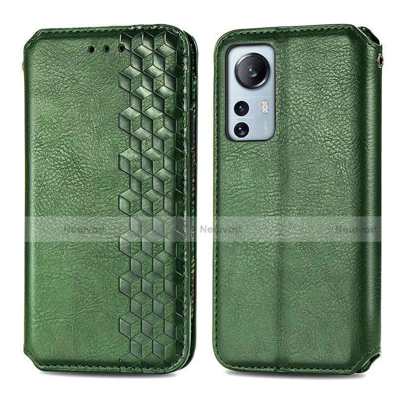 Leather Case Stands Flip Cover Holder S01D for Xiaomi Mi 12 5G Green