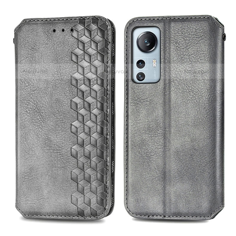 Leather Case Stands Flip Cover Holder S01D for Xiaomi Mi 12 Pro 5G Gray