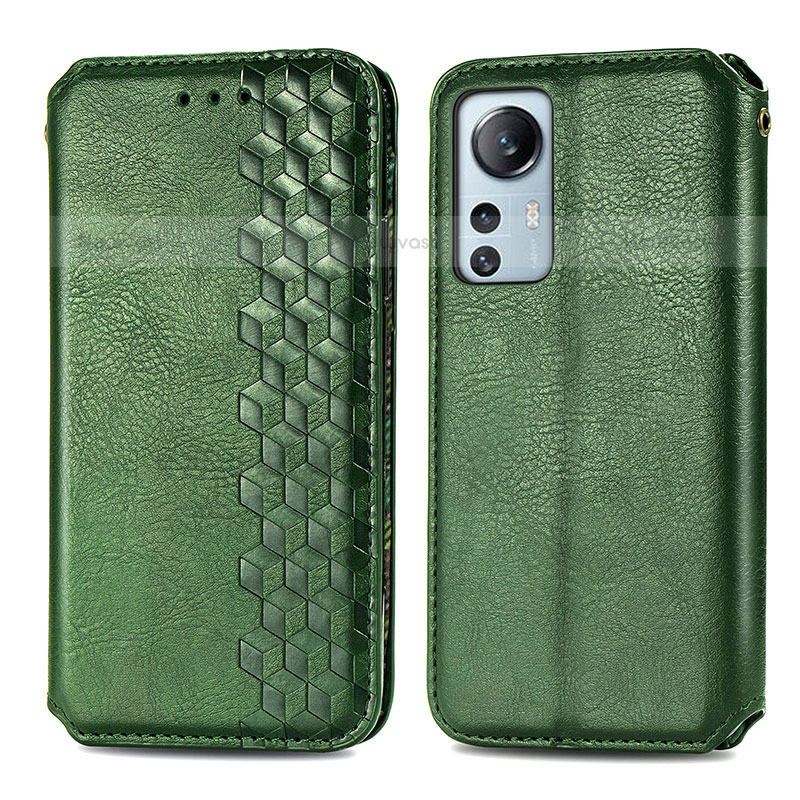 Leather Case Stands Flip Cover Holder S01D for Xiaomi Mi 12S 5G Green