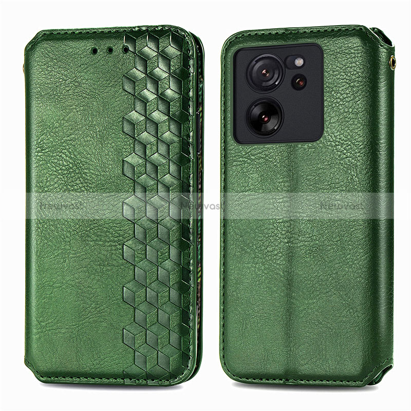 Leather Case Stands Flip Cover Holder S01D for Xiaomi Mi 13T 5G Green