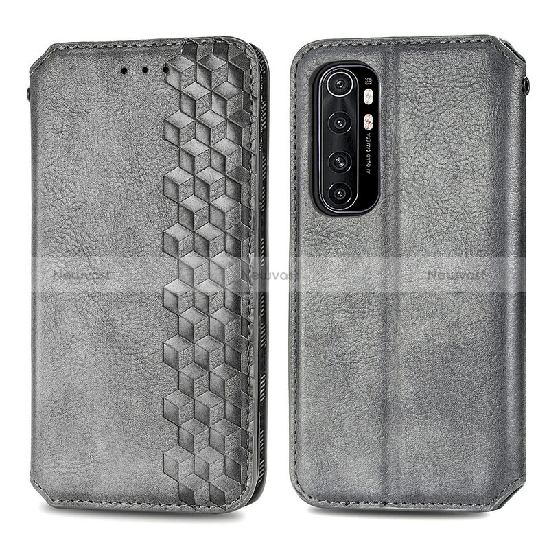 Leather Case Stands Flip Cover Holder S01D for Xiaomi Mi Note 10 Lite Gray