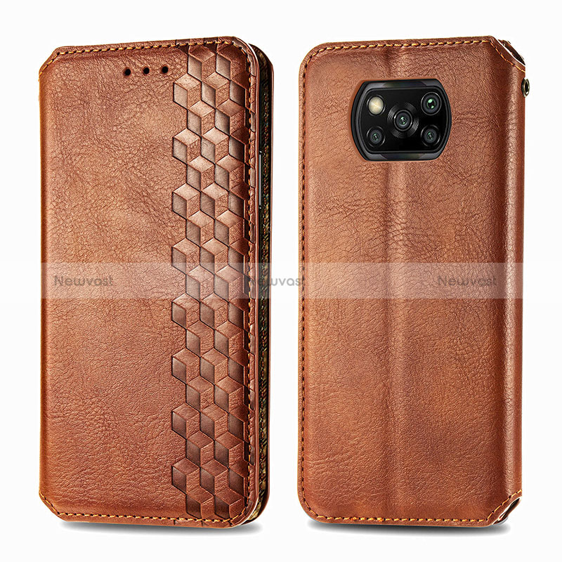 Leather Case Stands Flip Cover Holder S01D for Xiaomi Poco X3 NFC