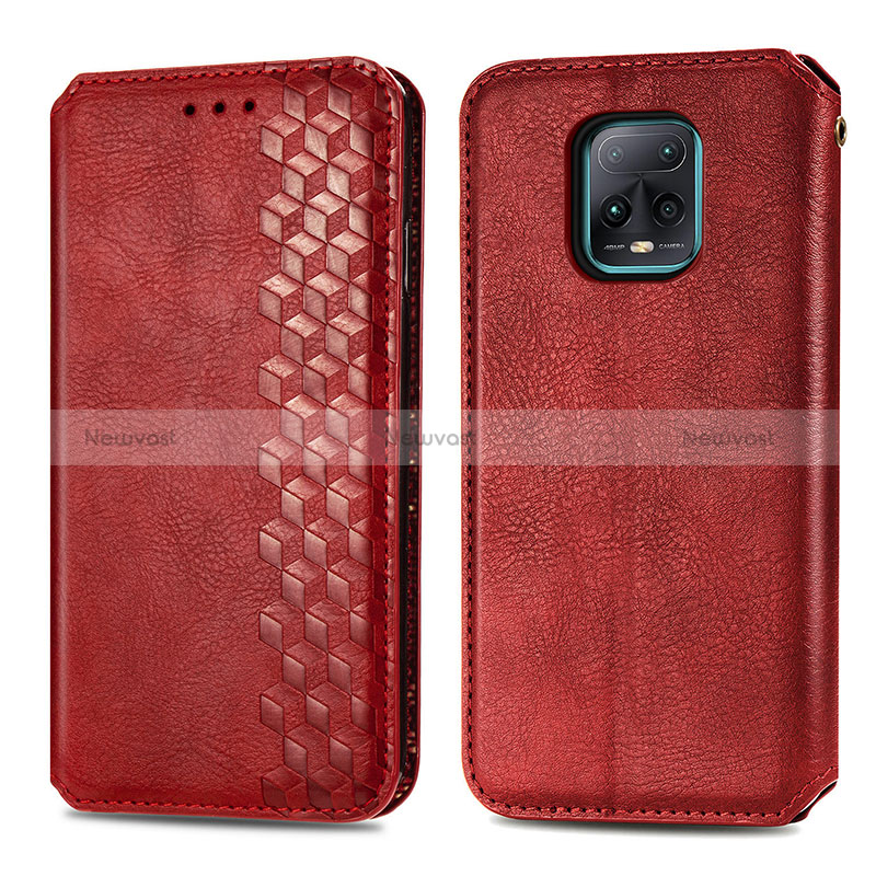 Leather Case Stands Flip Cover Holder S01D for Xiaomi Redmi 10X 5G Red