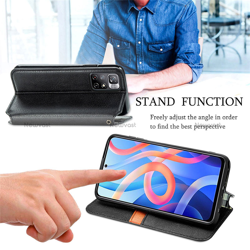 Leather Case Stands Flip Cover Holder S01D for Xiaomi Redmi Note 11S 5G