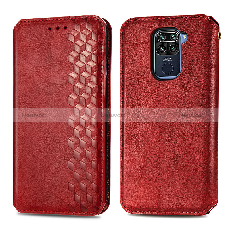 Leather Case Stands Flip Cover Holder S01D for Xiaomi Redmi Note 9 Red