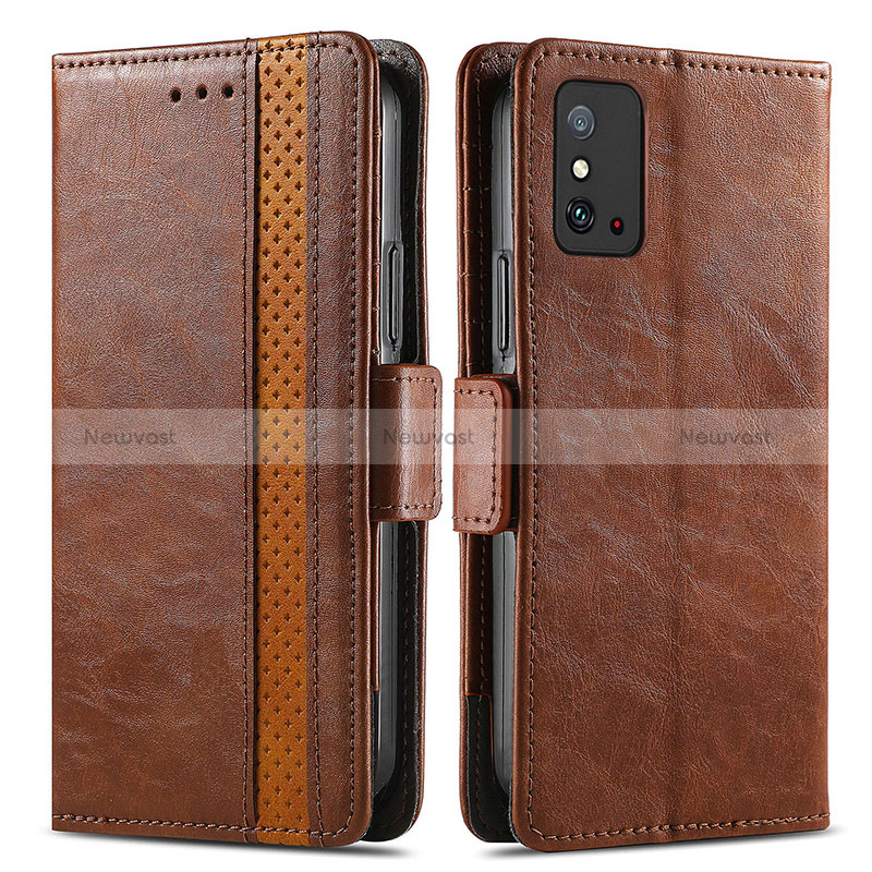 Leather Case Stands Flip Cover Holder S02D for Huawei Honor X10 Max 5G Brown
