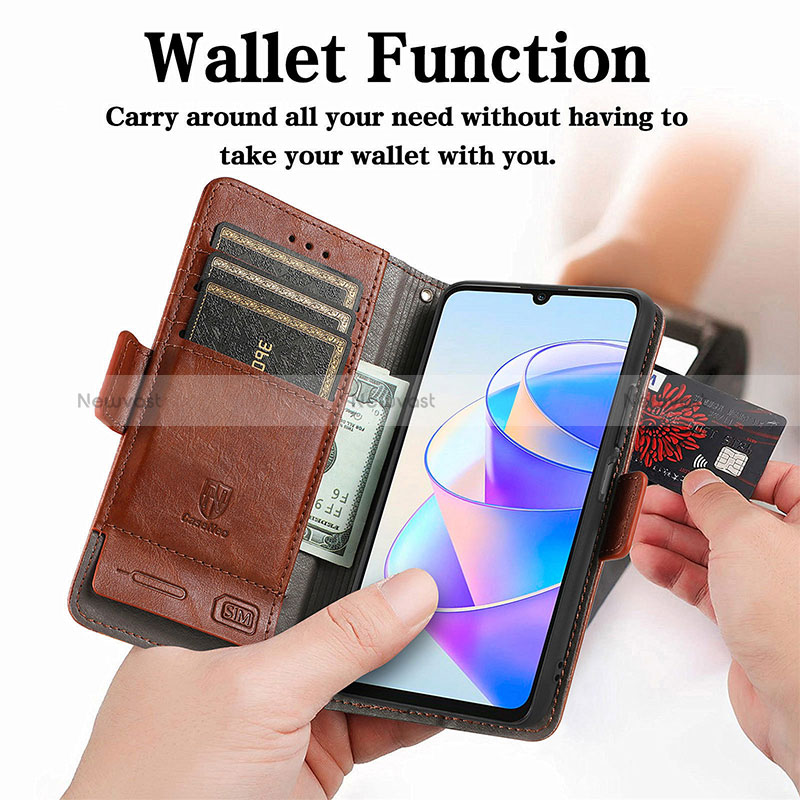 Leather Case Stands Flip Cover Holder S02D for Huawei Honor X7a
