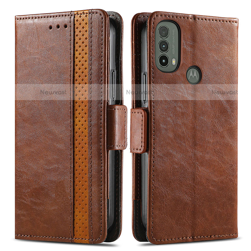 Leather Case Stands Flip Cover Holder S02D for Motorola Moto E30