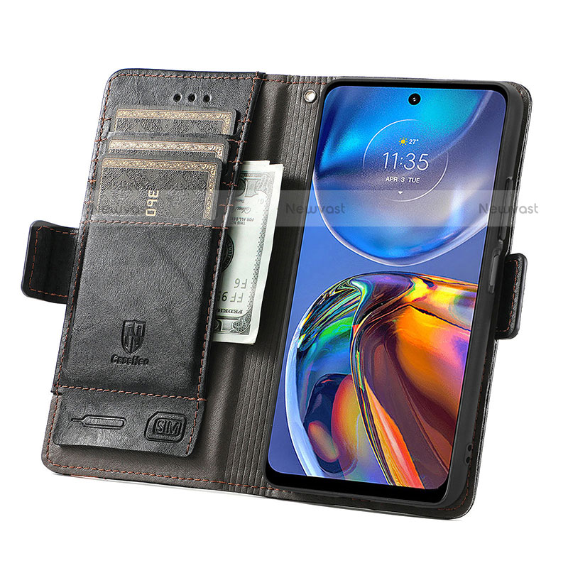 Leather Case Stands Flip Cover Holder S02D for Motorola Moto E32