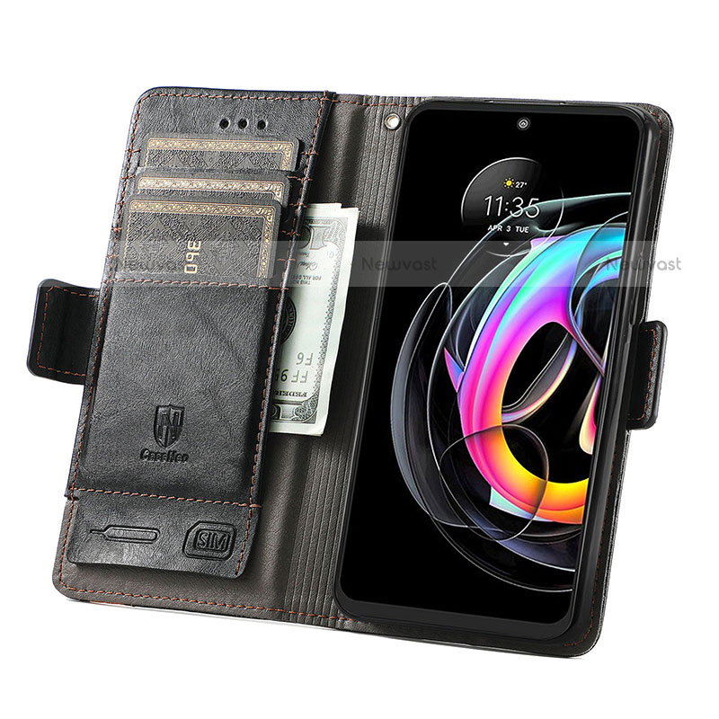 Leather Case Stands Flip Cover Holder S02D for Motorola Moto Edge 20 Lite 5G