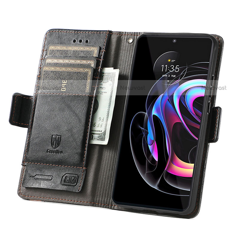 Leather Case Stands Flip Cover Holder S02D for Motorola Moto Edge 20 Pro 5G
