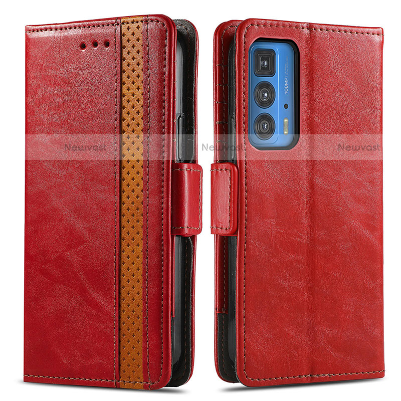 Leather Case Stands Flip Cover Holder S02D for Motorola Moto Edge S Pro 5G Red