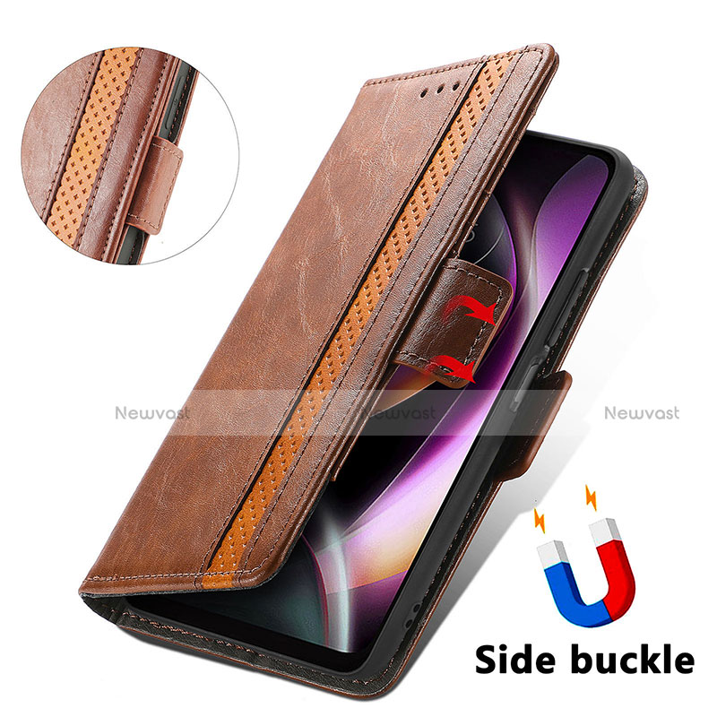 Leather Case Stands Flip Cover Holder S02D for Motorola Moto G 5G (2022)