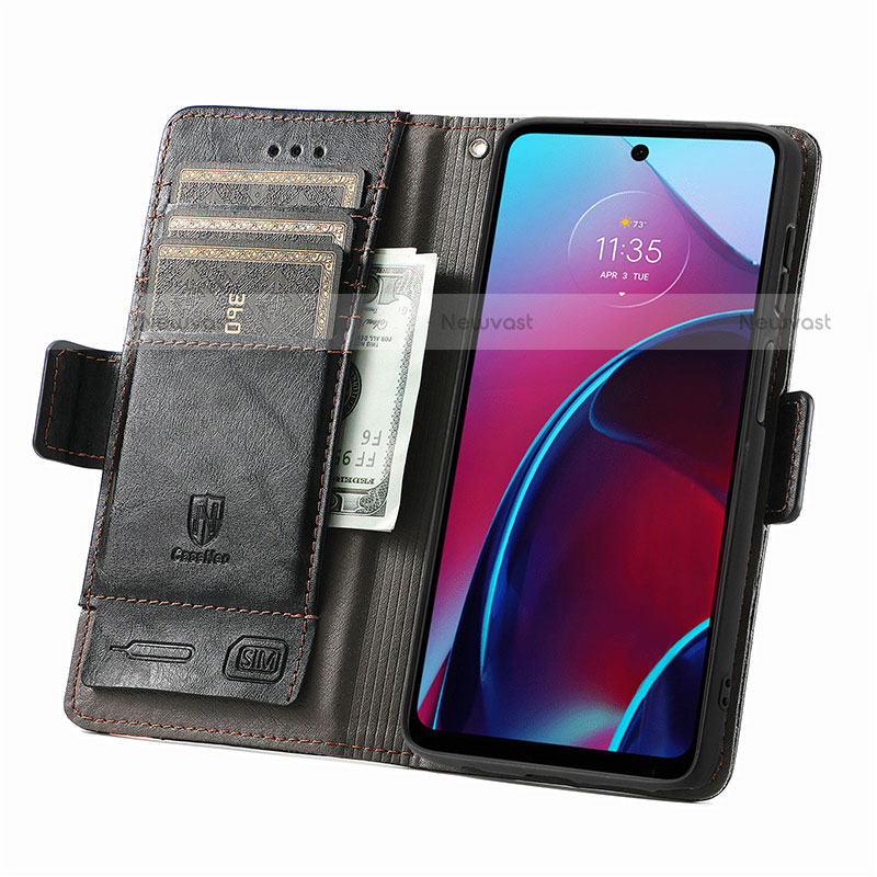 Leather Case Stands Flip Cover Holder S02D for Motorola Moto G Stylus (2022) 4G