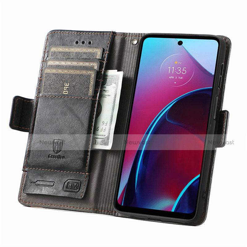 Leather Case Stands Flip Cover Holder S02D for Motorola Moto G Stylus (2022) 5G