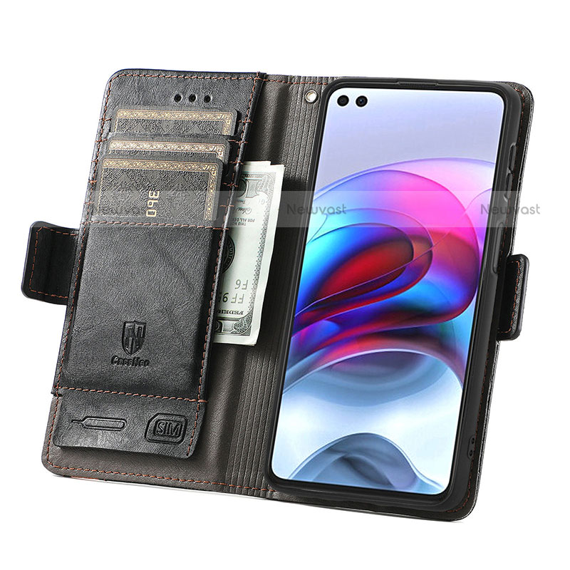 Leather Case Stands Flip Cover Holder S02D for Motorola Moto G100 5G