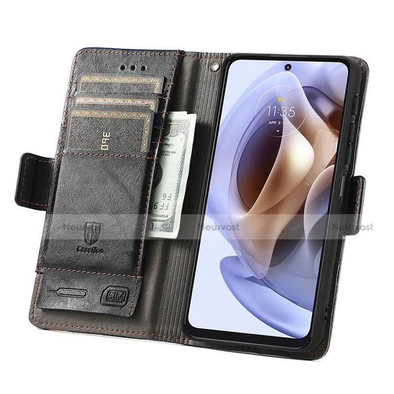 Leather Case Stands Flip Cover Holder S02D for Motorola Moto G41