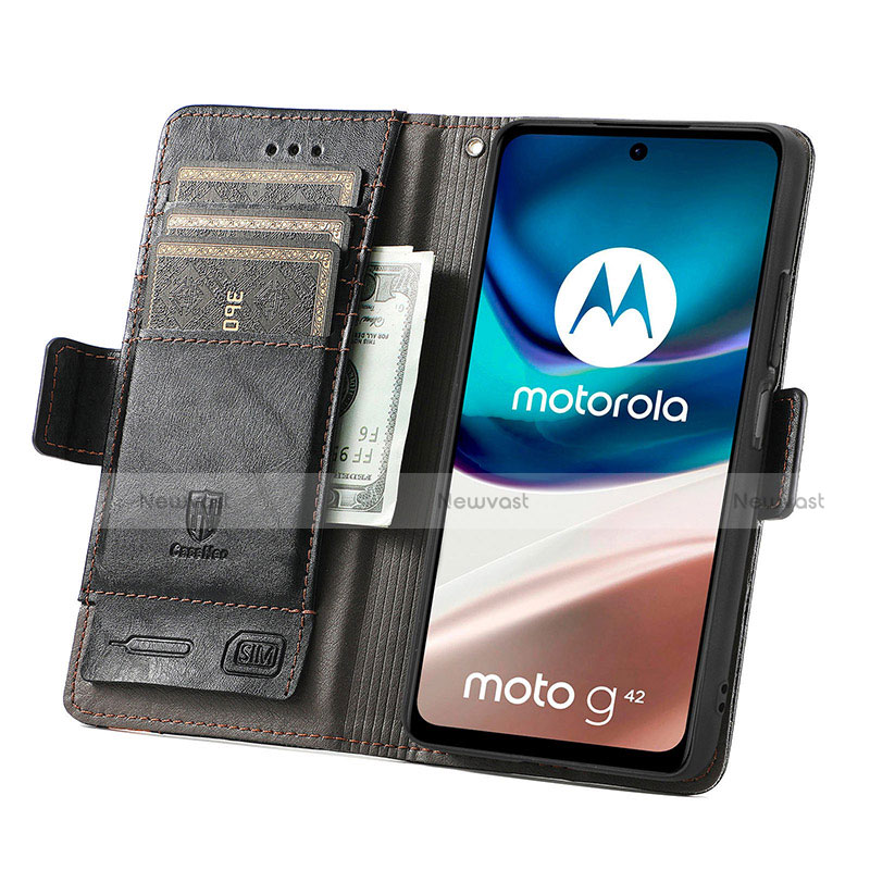 Leather Case Stands Flip Cover Holder S02D for Motorola Moto G42