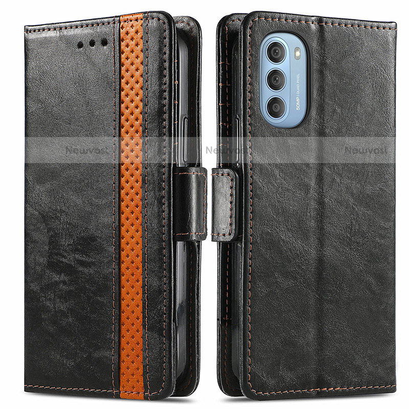 Leather Case Stands Flip Cover Holder S02D for Motorola Moto G51 5G
