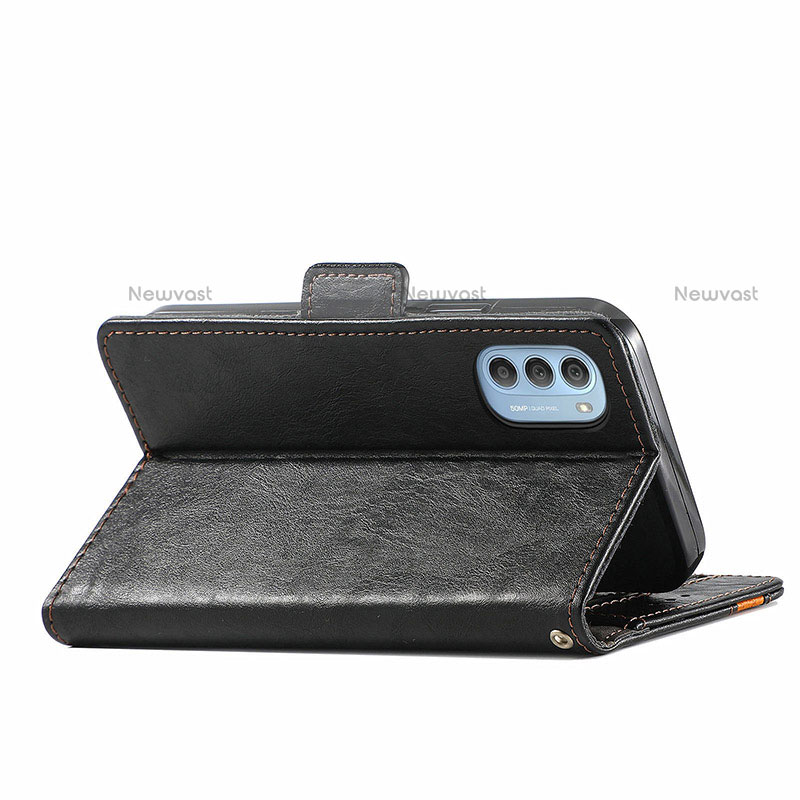 Leather Case Stands Flip Cover Holder S02D for Motorola Moto G51 5G