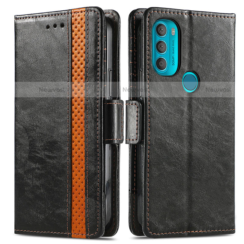 Leather Case Stands Flip Cover Holder S02D for Motorola Moto G71 5G