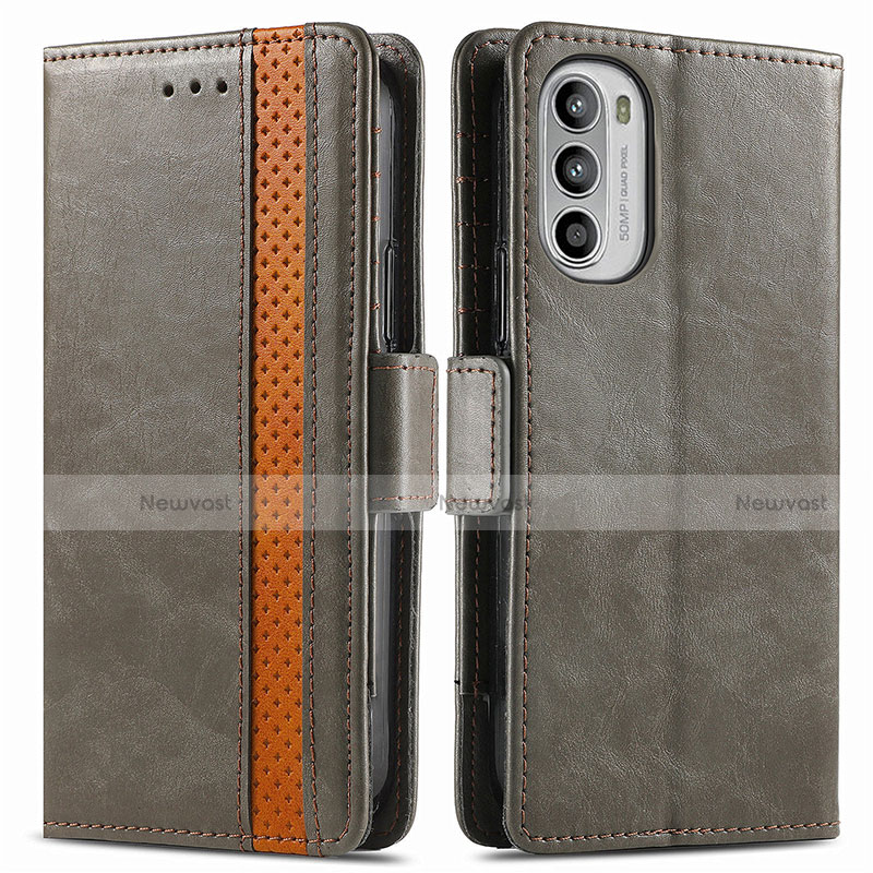 Leather Case Stands Flip Cover Holder S02D for Motorola Moto G71s 5G