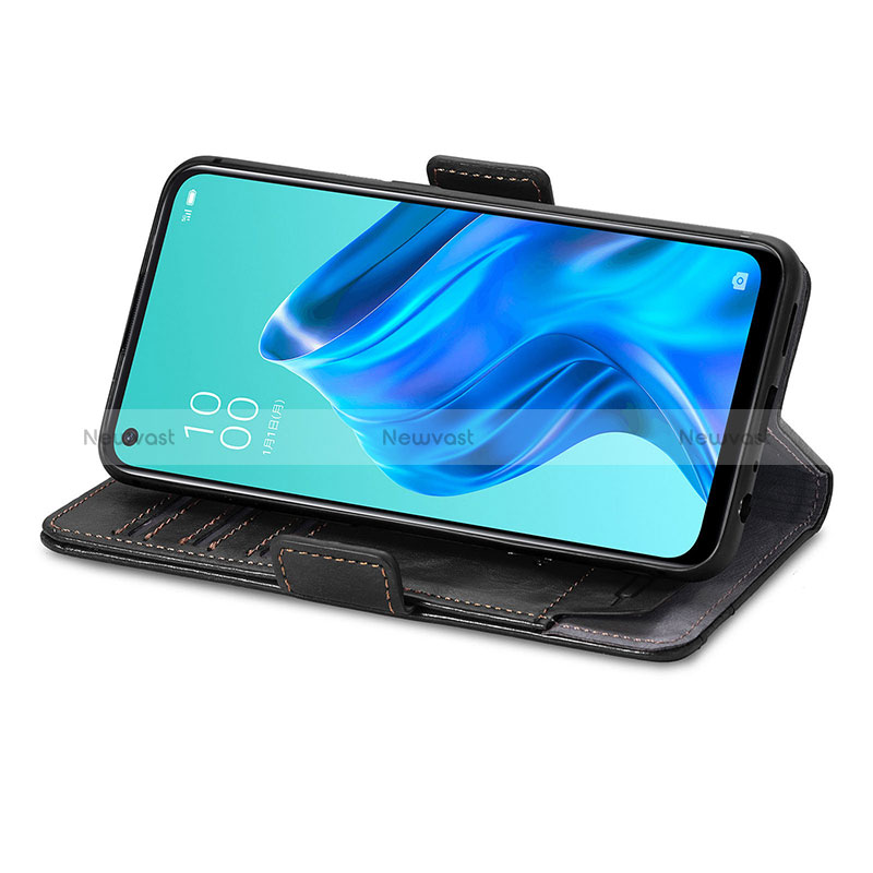 Leather Case Stands Flip Cover Holder S02D for Oppo Reno5 A