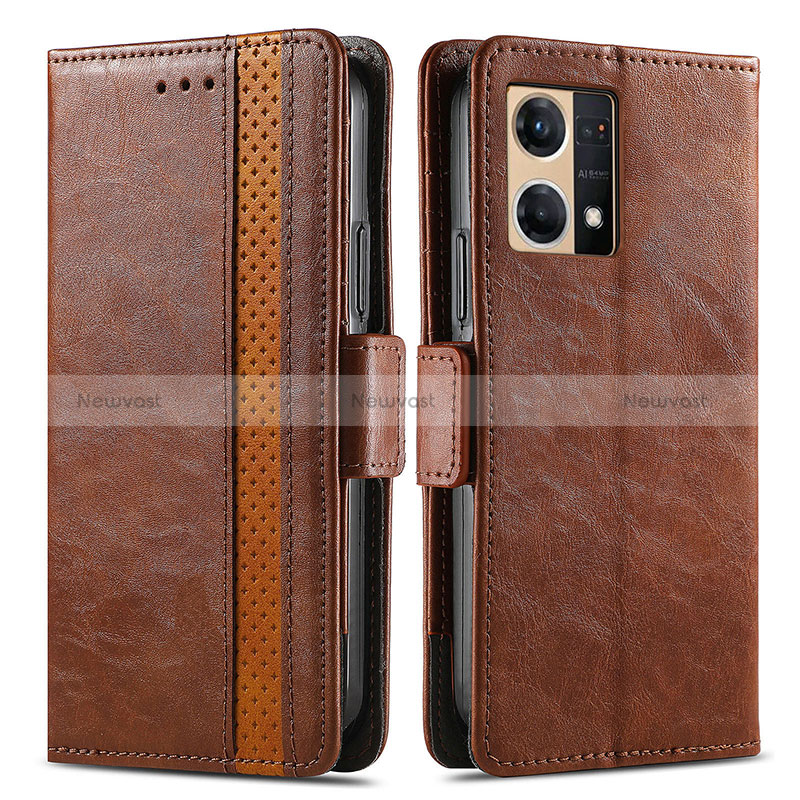 Leather Case Stands Flip Cover Holder S02D for Oppo Reno7 4G