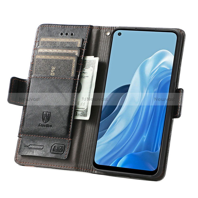 Leather Case Stands Flip Cover Holder S02D for Oppo Reno7 4G