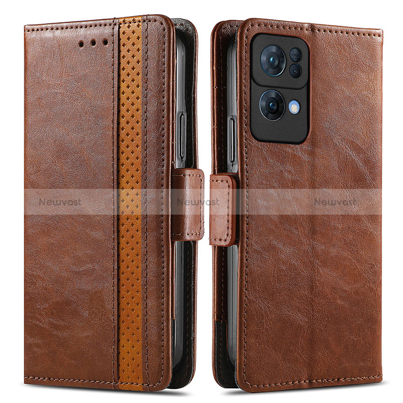 Leather Case Stands Flip Cover Holder S02D for Oppo Reno7 Pro 5G