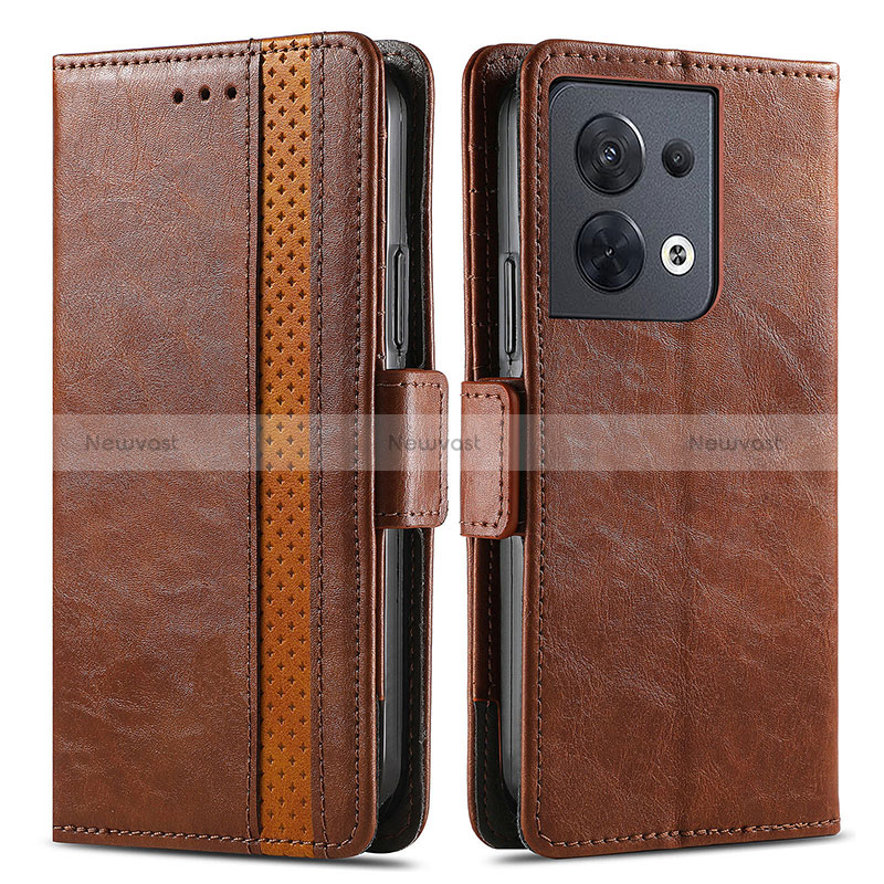 Leather Case Stands Flip Cover Holder S02D for Oppo Reno8 5G