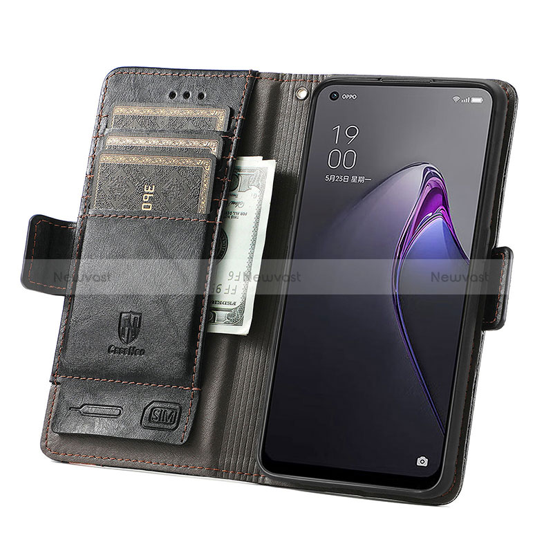 Leather Case Stands Flip Cover Holder S02D for Oppo Reno9 5G