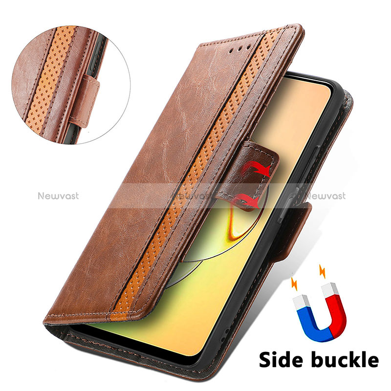 Leather Case Stands Flip Cover Holder S02D for Realme 10 Pro 5G