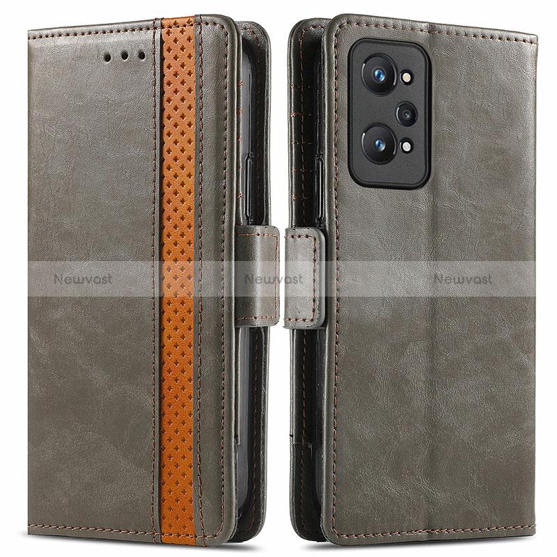 Leather Case Stands Flip Cover Holder S02D for Realme GT Neo 3T 5G Gray