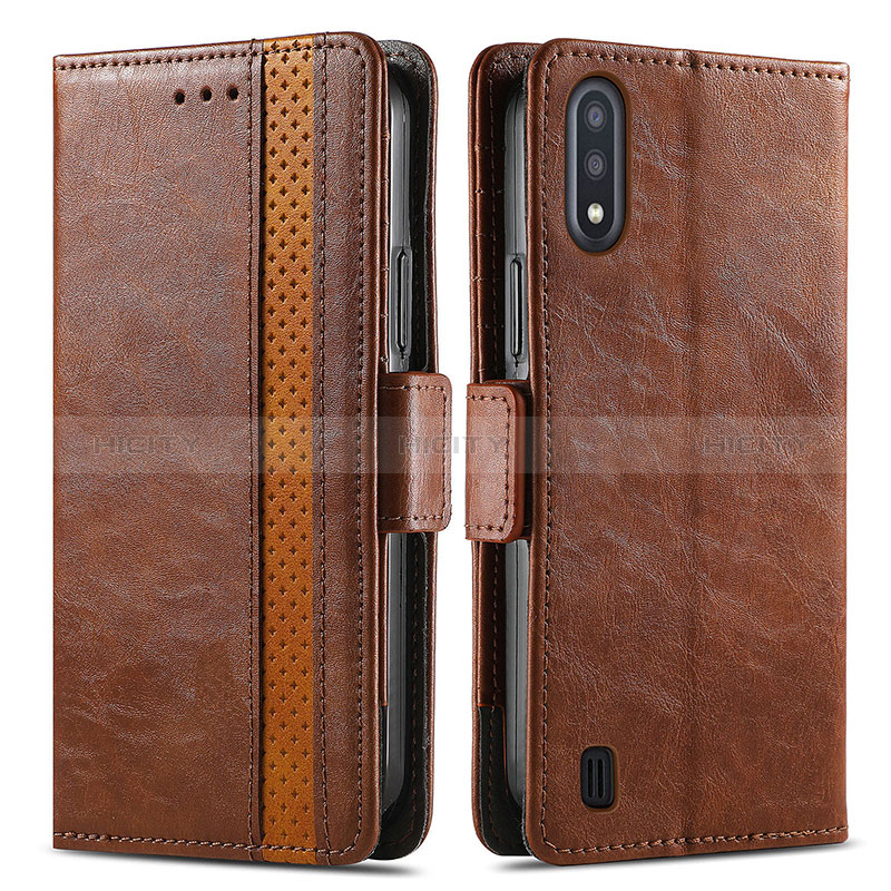 Leather Case Stands Flip Cover Holder S02D for Samsung Galaxy A01 SM-A015