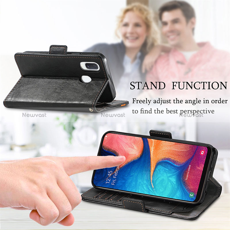 Leather Case Stands Flip Cover Holder S02D for Samsung Galaxy A20e