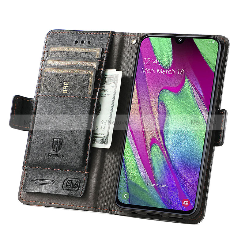 Leather Case Stands Flip Cover Holder S02D for Samsung Galaxy A40