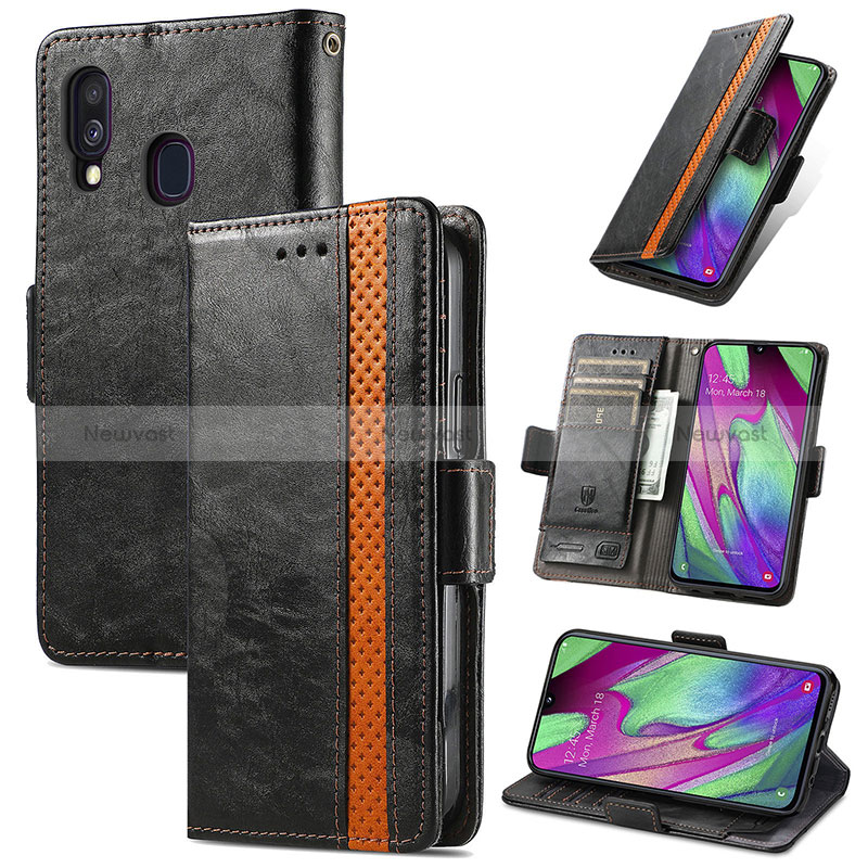 Leather Case Stands Flip Cover Holder S02D for Samsung Galaxy A40