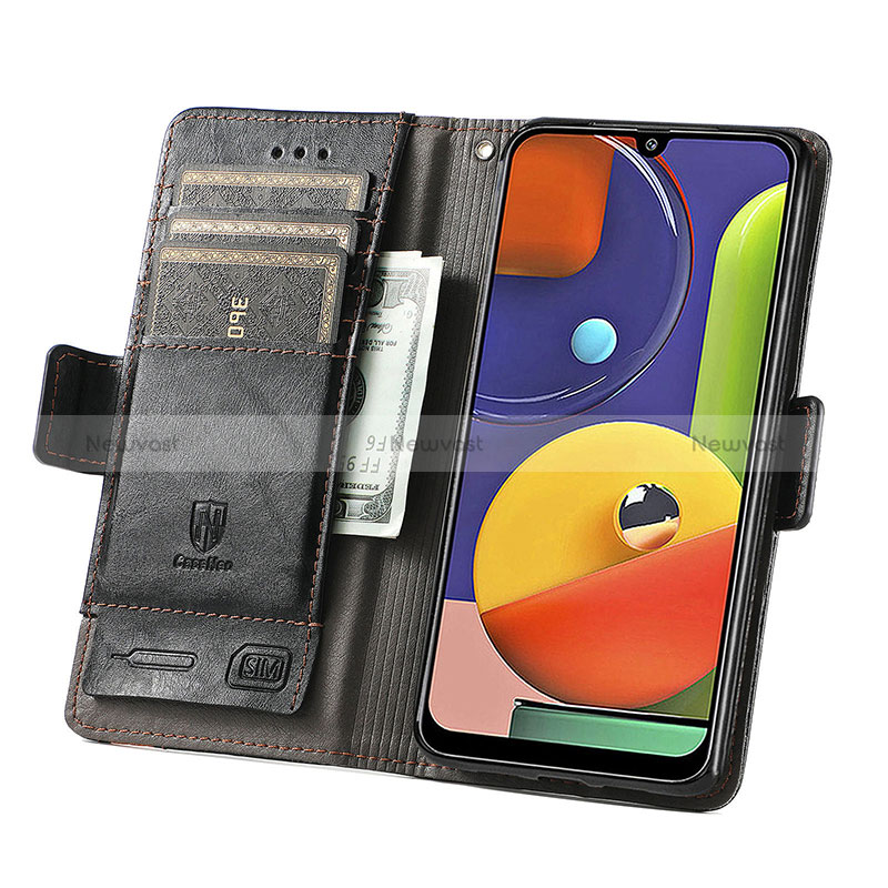 Leather Case Stands Flip Cover Holder S02D for Samsung Galaxy A50