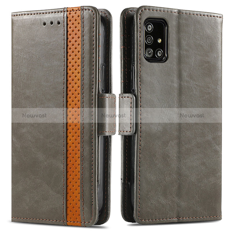 Leather Case Stands Flip Cover Holder S02D for Samsung Galaxy A51 5G Gray