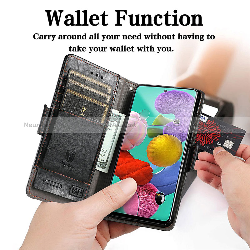 Leather Case Stands Flip Cover Holder S02D for Samsung Galaxy A71 5G