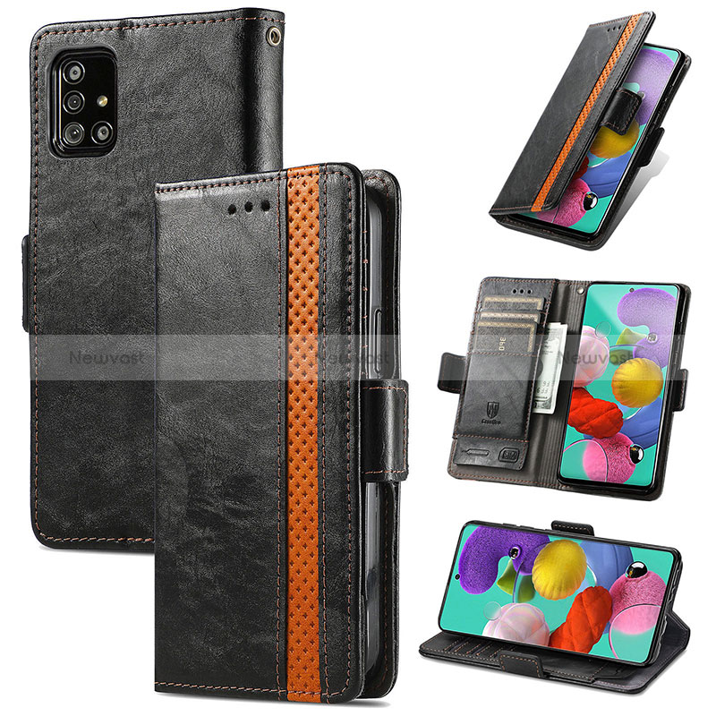 Leather Case Stands Flip Cover Holder S02D for Samsung Galaxy A71 5G